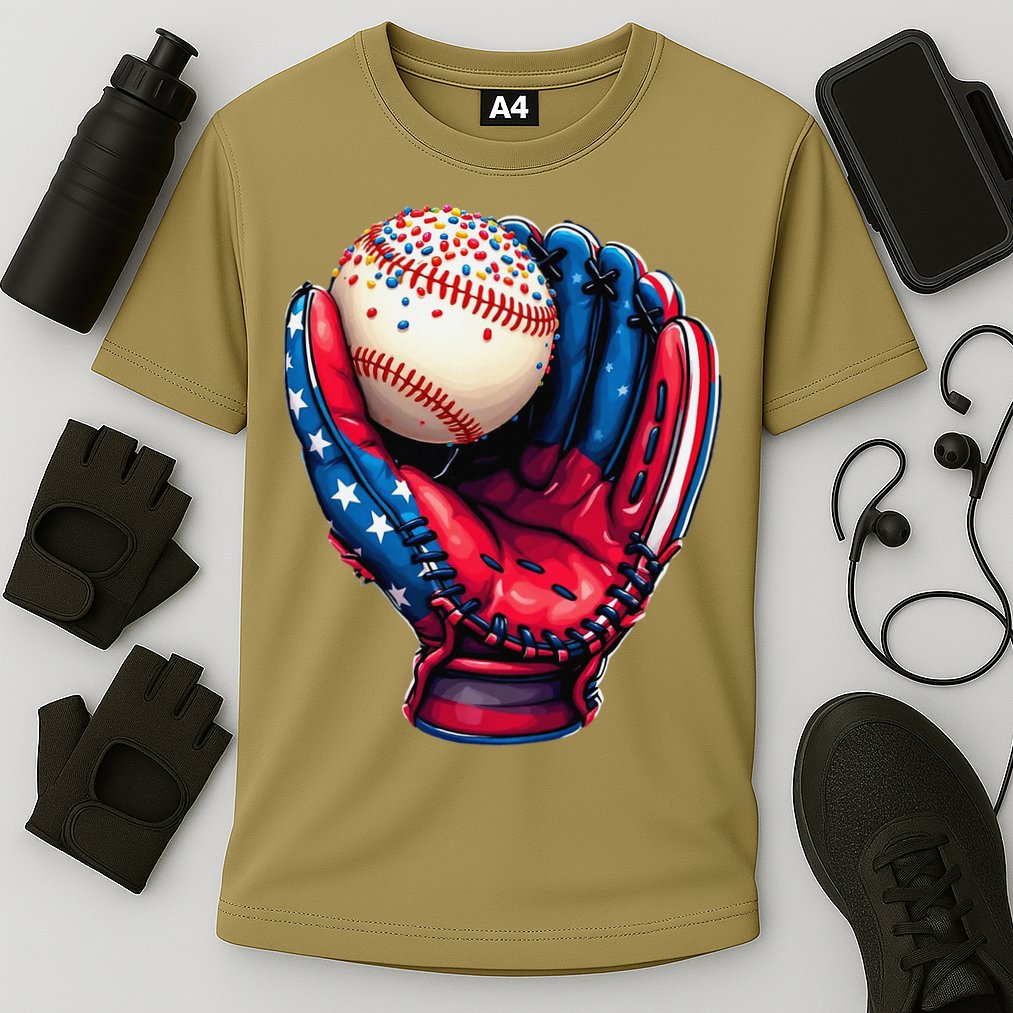 Patriotic Baseball Glove Drip Ice Cream Sprinkles 4th July Performance Shirt