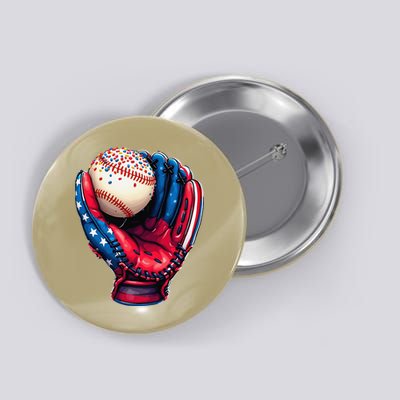 Patriotic Baseball Glove Drip Ice Cream Sprinkles 4th July Button