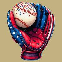 Patriotic Baseball Glove Drip Ice Cream Sprinkles 4th July Button