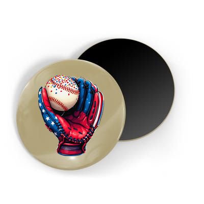 Patriotic Baseball Glove Drip Ice Cream Sprinkles 4th July Magnet