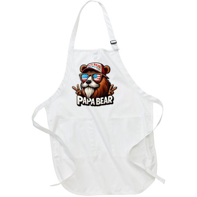 Papa Bear Gift Us American Flag Best Dad Full-Length Apron With Pockets