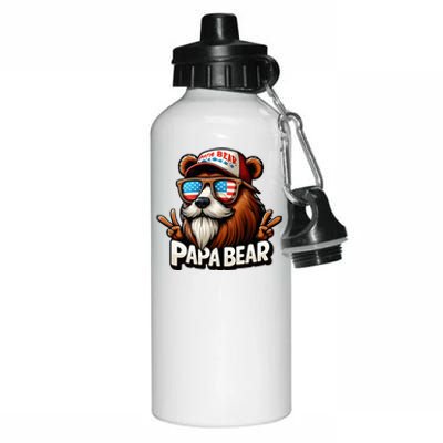 Papa Bear Gift Us American Flag Best Dad Aluminum Water Bottle 