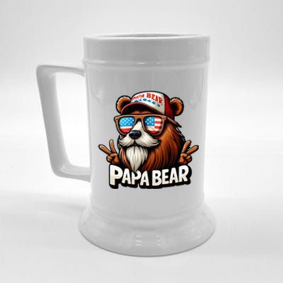 Papa Bear Gift Us American Flag Best Dad Beer Stein