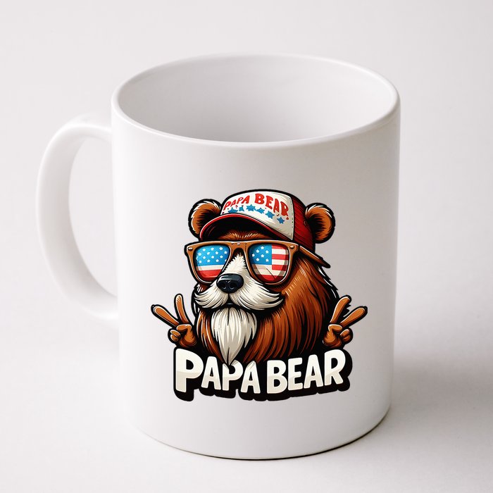 Papa Bear Gift Us American Flag Best Dad Coffee Mug