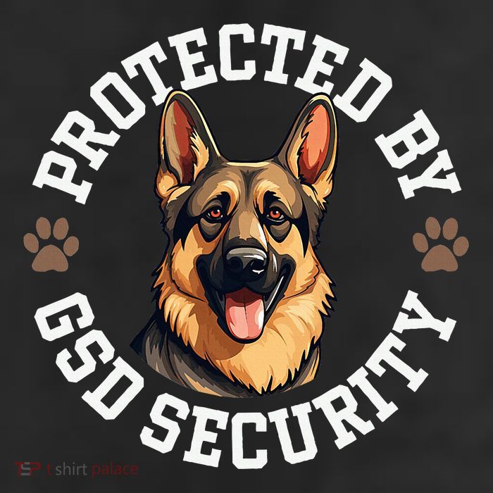 Protected By Gsd Security German Shepherd Dog 7 Panel Mesh Trucker Snapback Hat