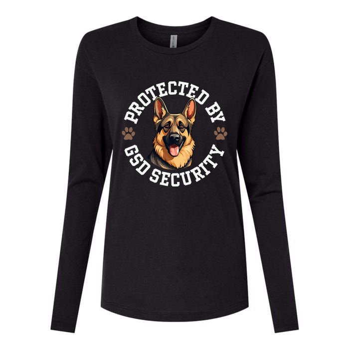 Protected By Gsd Security German Shepherd Dog Womens Cotton Relaxed Long Sleeve T-Shirt