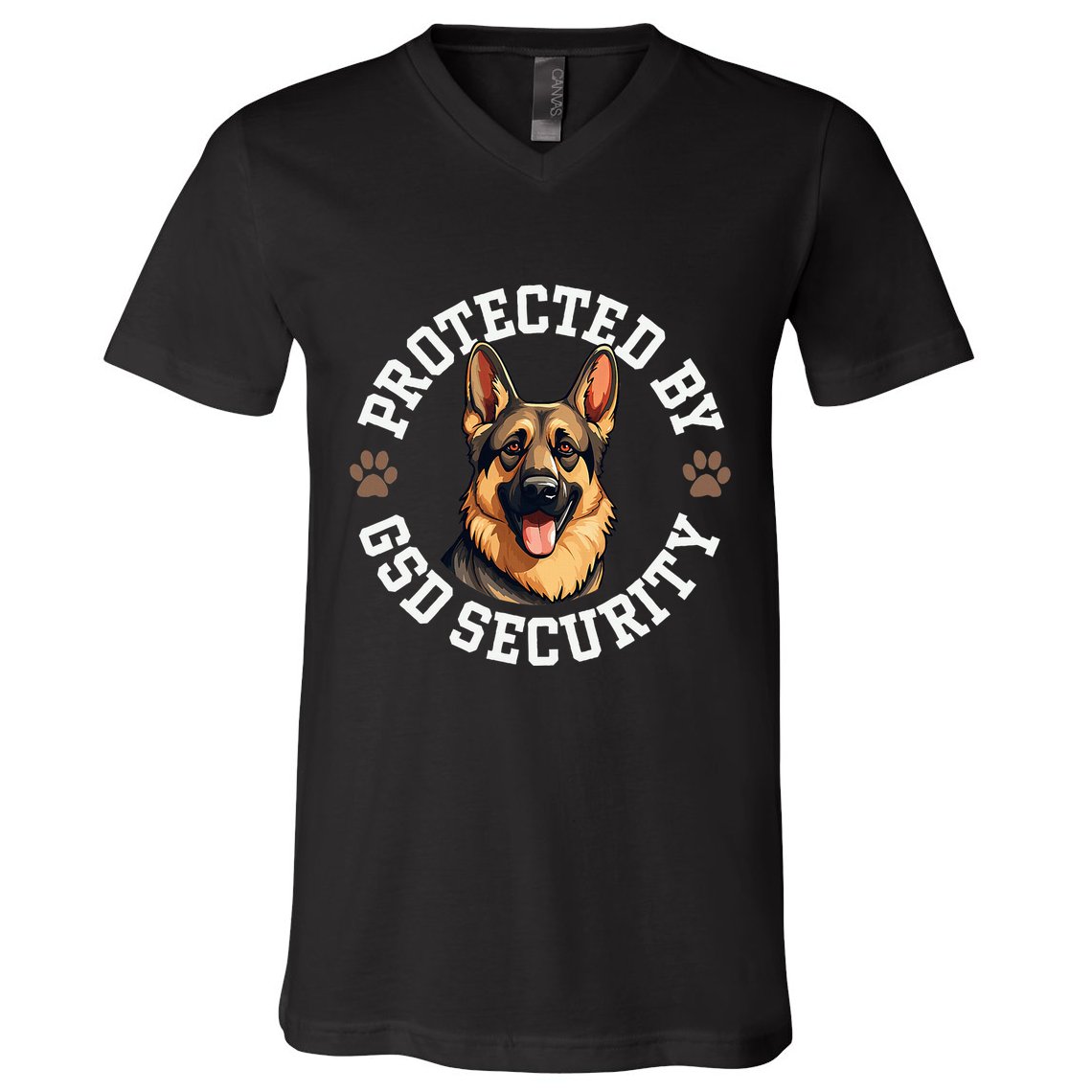 Protected By Gsd Security German Shepherd Dog V-Neck T-Shirt
