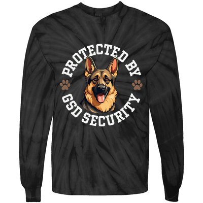 Protected By Gsd Security German Shepherd Dog Tie-Dye Long Sleeve Shirt