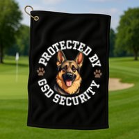 Protected By Gsd Security German Shepherd Dog Golf Towel