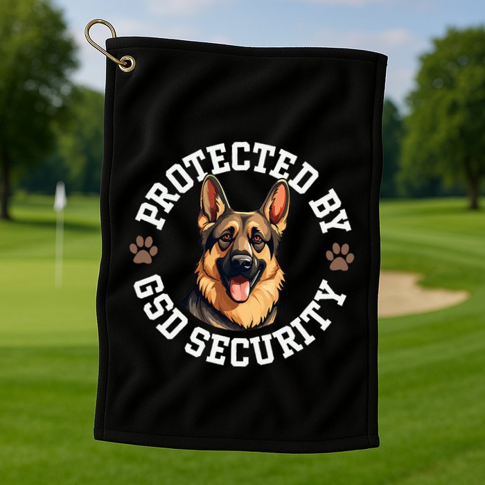 Protected By Gsd Security German Shepherd Dog Golf Towel