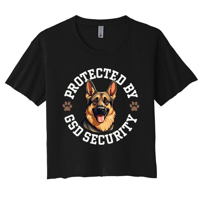 Protected By Gsd Security German Shepherd Dog Women's Crop Top Tee