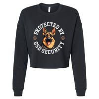 Protected By Gsd Security German Shepherd Dog Cropped Pullover Crew