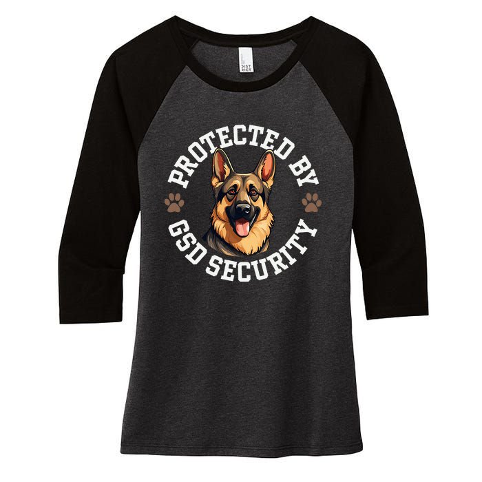 Protected By Gsd Security German Shepherd Dog Women's Tri-Blend 3/4-Sleeve Raglan Shirt