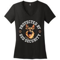 Protected By Gsd Security German Shepherd Dog Women's V-Neck T-Shirt