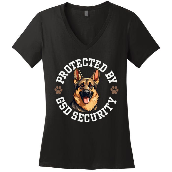 Protected By Gsd Security German Shepherd Dog Women's V-Neck T-Shirt