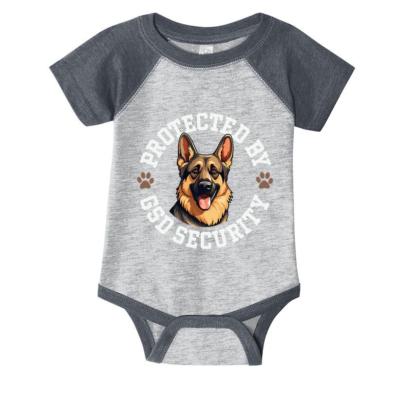 Protected By Gsd Security German Shepherd Dog Infant Baby Jersey Bodysuit