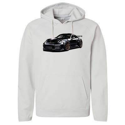 Porsc Black Gt 3 Rs Sport Car Coupe 911 Racecar Performance Fleece Hoodie