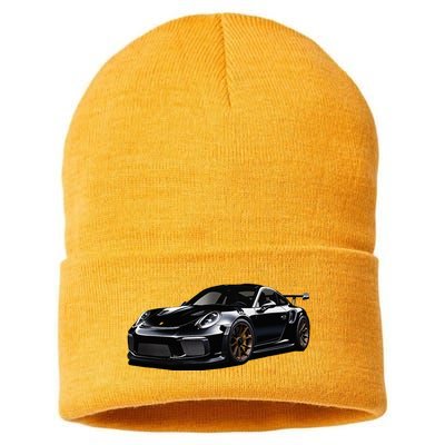 Porsc Black Gt 3 Rs Sport Car Coupe 911 Racecar Sustainable Knit Beanie