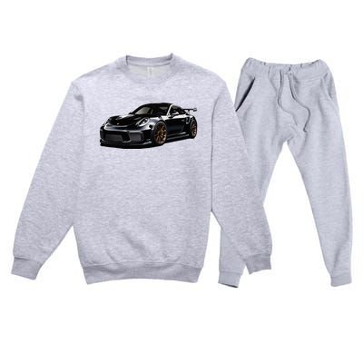 Porsc Black Gt 3 Rs Sport Car Coupe 911 Racecar Premium Crewneck Sweatsuit Set