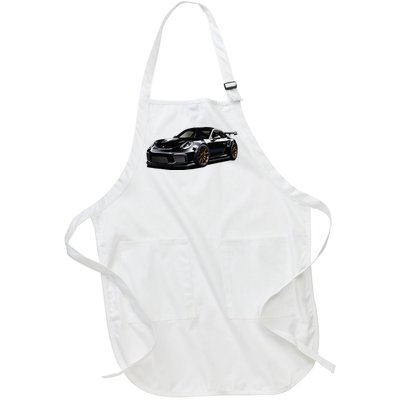 Porsc Black Gt 3 Rs Sport Car Coupe 911 Racecar Full-Length Apron With Pockets