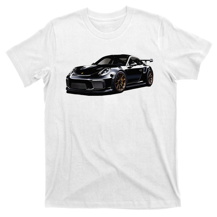 Porsc Black Gt 3 Rs Sport Car Coupe 911 Racecar T-Shirt