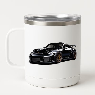 Porsc Black Gt 3 Rs Sport Car Coupe 911 Racecar 12 oz Stainless Steel Tumbler Cup