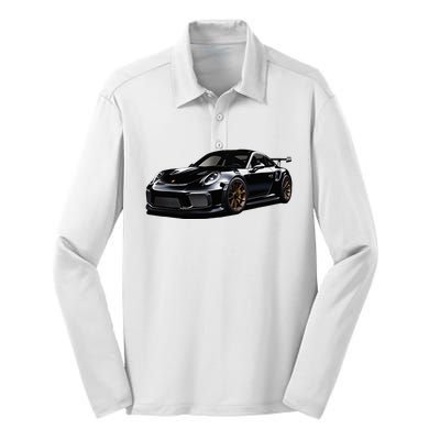 Porsc Black Gt 3 Rs Sport Car Coupe 911 Racecar Silk Touch Performance Long Sleeve Polo