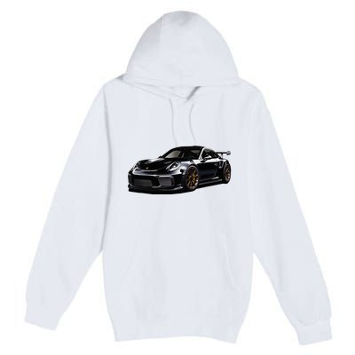 Porsc Black Gt 3 Rs Sport Car Coupe 911 Racecar Premium Pullover Hoodie