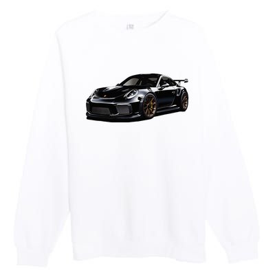 Porsc Black Gt 3 Rs Sport Car Coupe 911 Racecar Premium Crewneck Sweatshirt