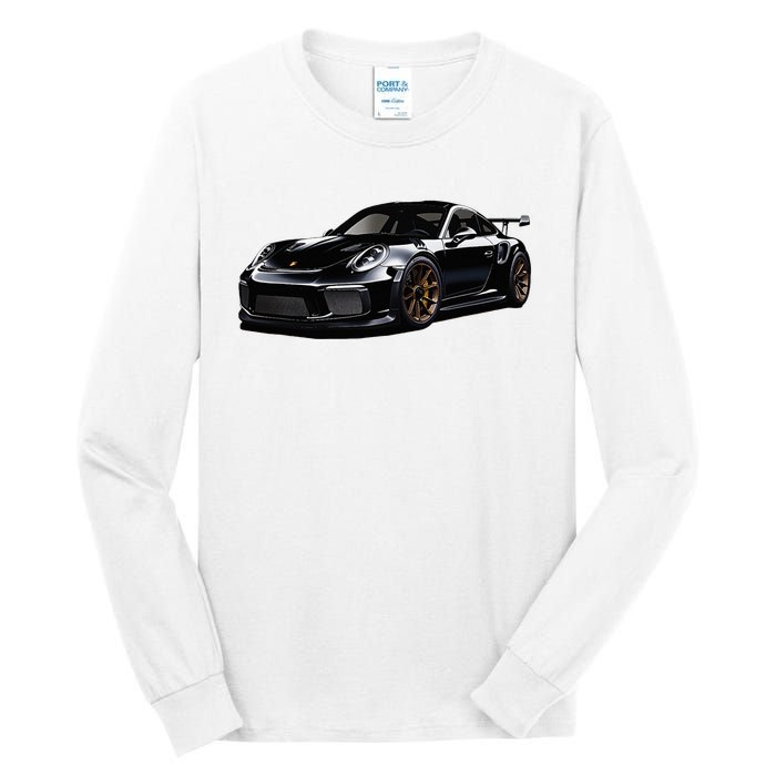 Porsc Black Gt 3 Rs Sport Car Coupe 911 Racecar Tall Long Sleeve T-Shirt