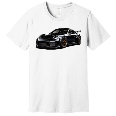 Porsc Black Gt 3 Rs Sport Car Coupe 911 Racecar Premium T-Shirt