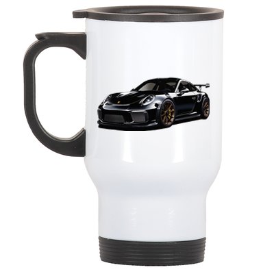 Porsc Black Gt 3 Rs Sport Car Coupe 911 Racecar Stainless Steel Travel Mug