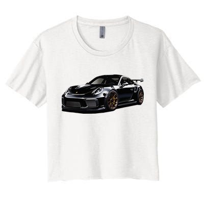 Porsc Black Gt 3 Rs Sport Car Coupe 911 Racecar Crop Top