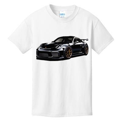 Porsc Black Gt 3 Rs Sport Car Coupe 911 Racecar Kids T-Shirt