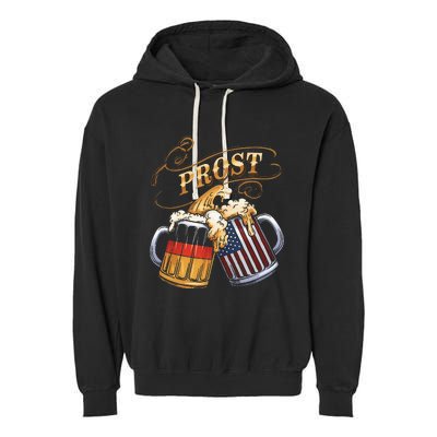 Prost Beer German American Flag Oktoberfest Garment-Dyed Fleece Hoodie