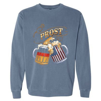 Prost Beer German American Flag Oktoberfest Garment-Dyed Sweatshirt