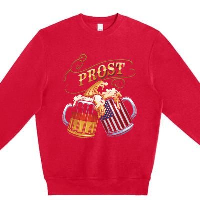 Prost Beer German American Flag Oktoberfest Premium Crewneck Sweatshirt