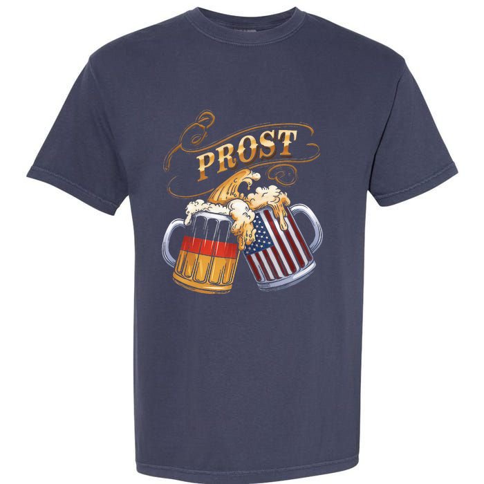 Prost Beer German American Flag Oktoberfest Garment-Dyed Heavyweight T-Shirt