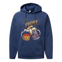 Prost Beer German American Flag Oktoberfest Performance Fleece Hoodie