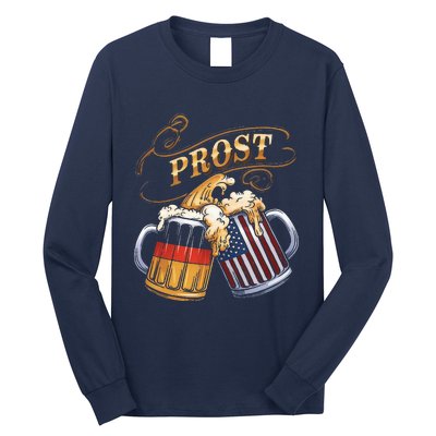 Prost Beer German American Flag Oktoberfest Long Sleeve Shirt