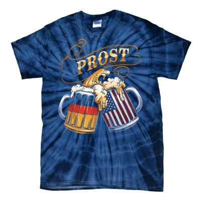 Prost Beer German American Flag Oktoberfest Tie-Dye T-Shirt