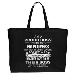 Proud Boss Gift I Am A Proud Boss Of Freaking Awesome Employees Gift Cotton Canvas Jumbo Tote