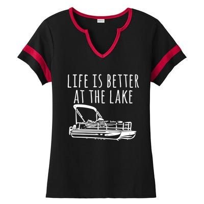 Pontoon Boat Gift Life Is Better At The Lake Ladies Halftime Notch Neck Tee