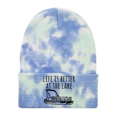 Pontoon Boat Gift Life Is Better At The Lake Tie Dye 12in Knit Beanie