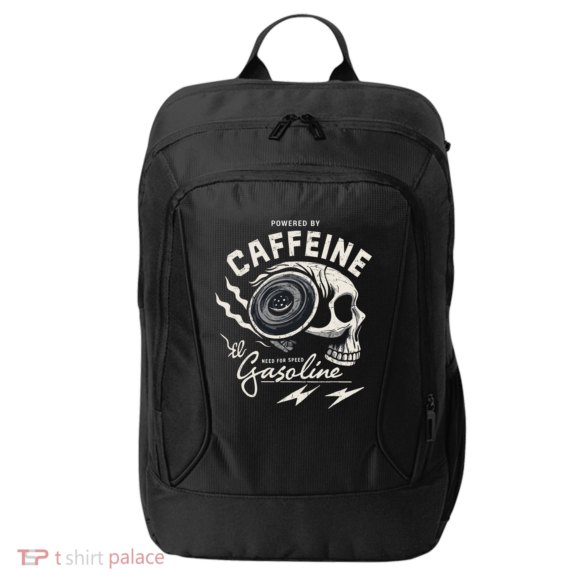 Powered By Gasoline And Caffeine City Backpack