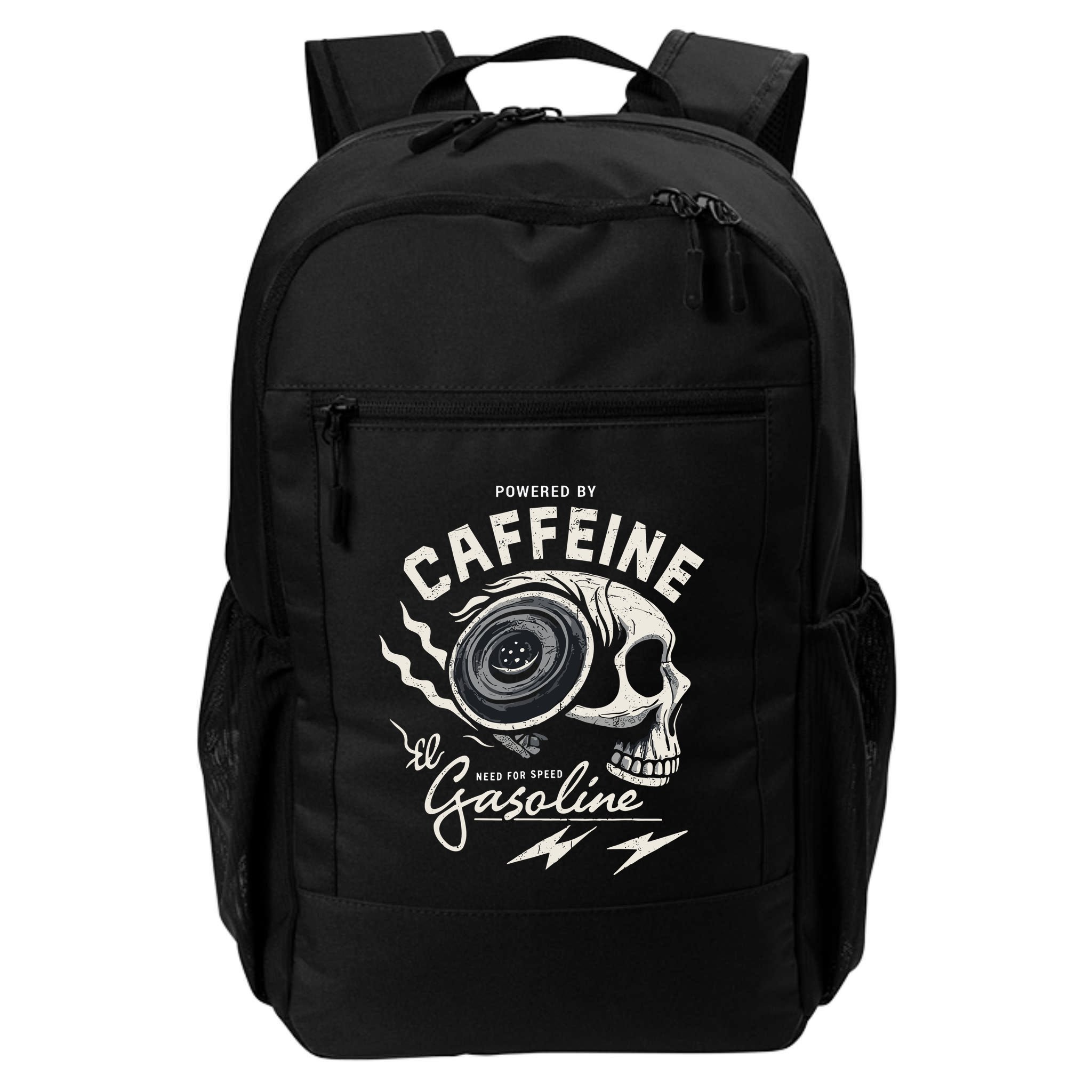 Powered By Gasoline And Caffeine Backpack