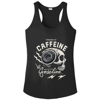 Powered By Gasoline And Caffeine Ladies PosiCharge Competitor Racerback Tank