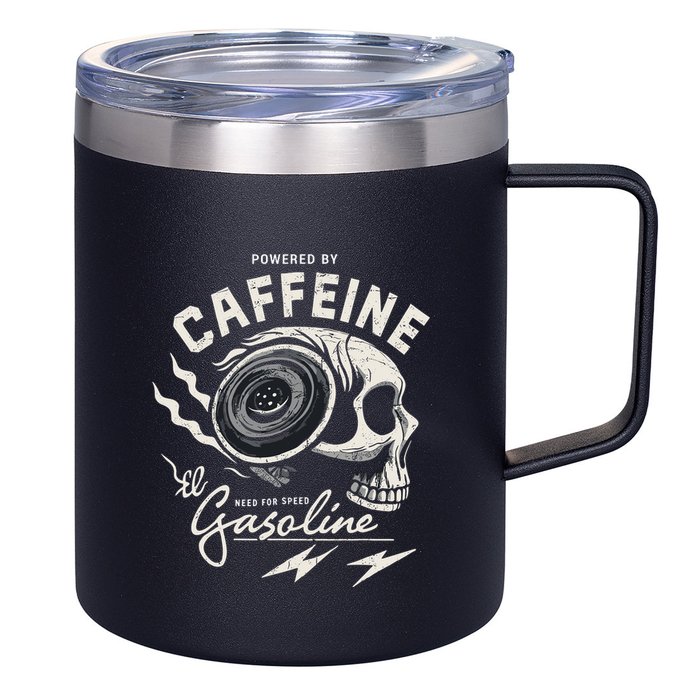 Powered By Gasoline And Caffeine 12oz Stainless Steel Coffee Mug