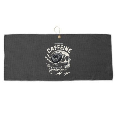 Powered By Gasoline And Caffeine Large Microfiber Waffle Golf Towel