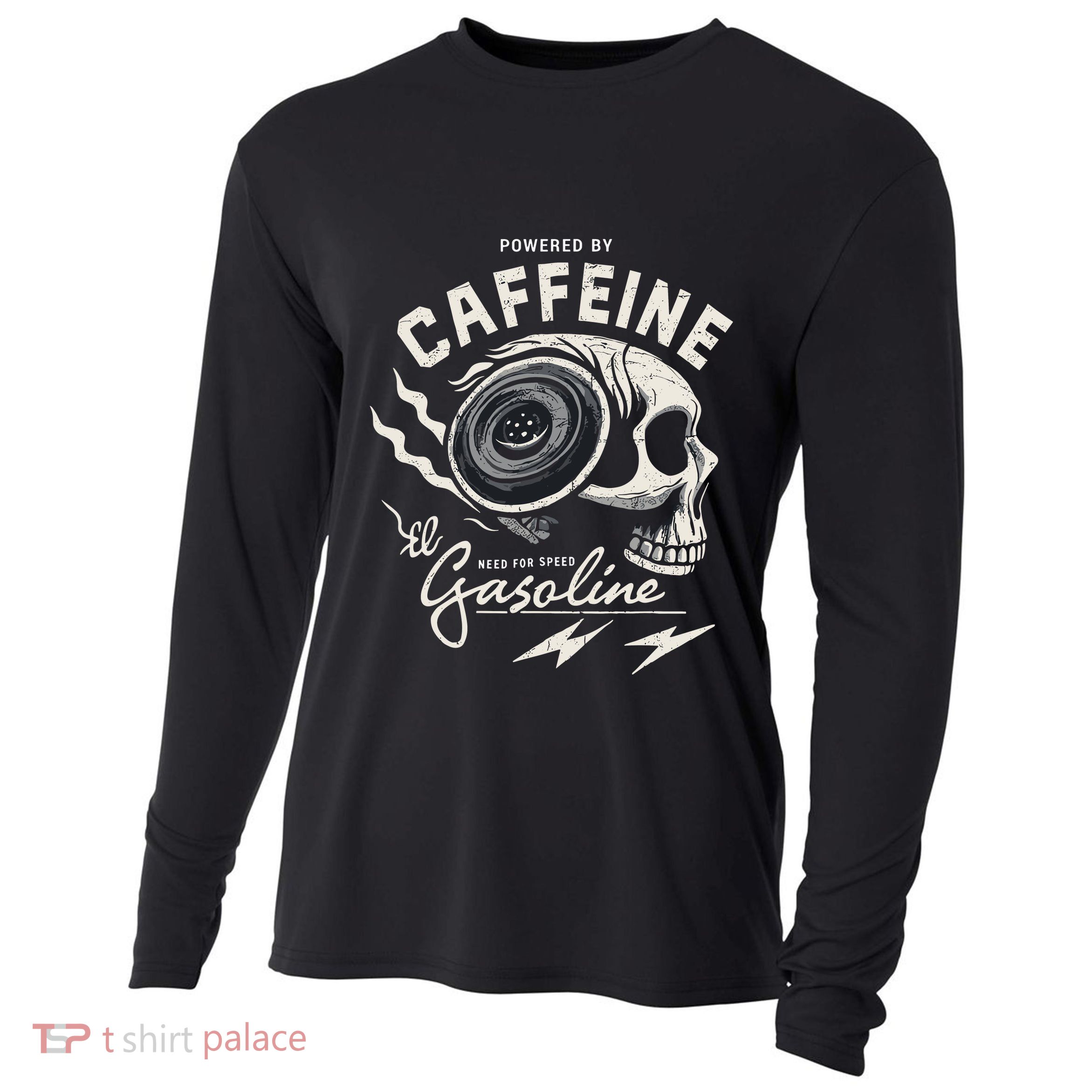 Powered By Gasoline And Caffeine Cooling Performance Long Sleeve Crew